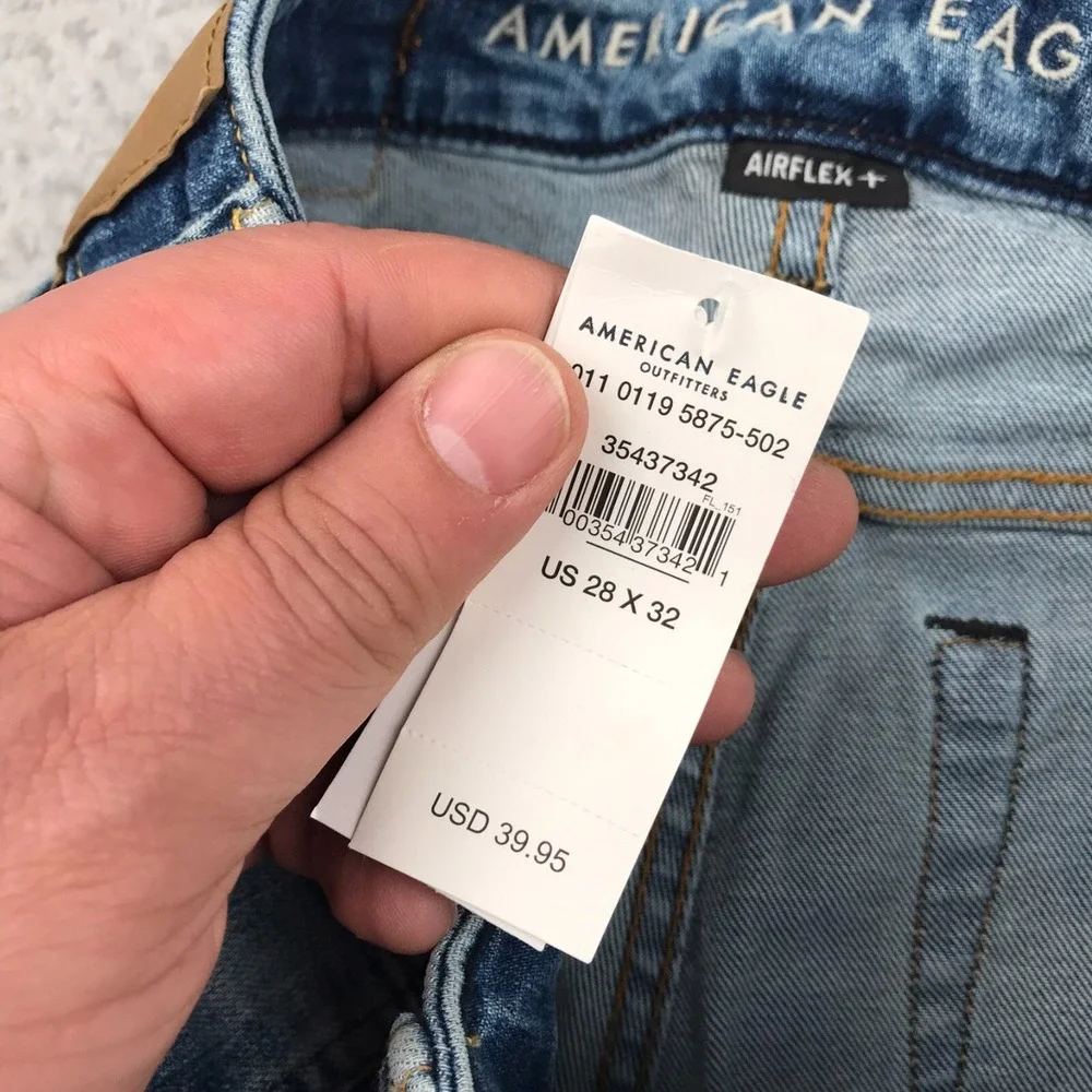 American Eagle Jeans Mens 28x32 Low Skinny AirFlex Stretch Stone Wash NEW NWT